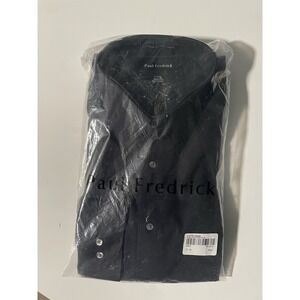 Paul Fredrick Mens Black Slim‎ Fit Dress Shirt 17 x 32 Button Down Formal